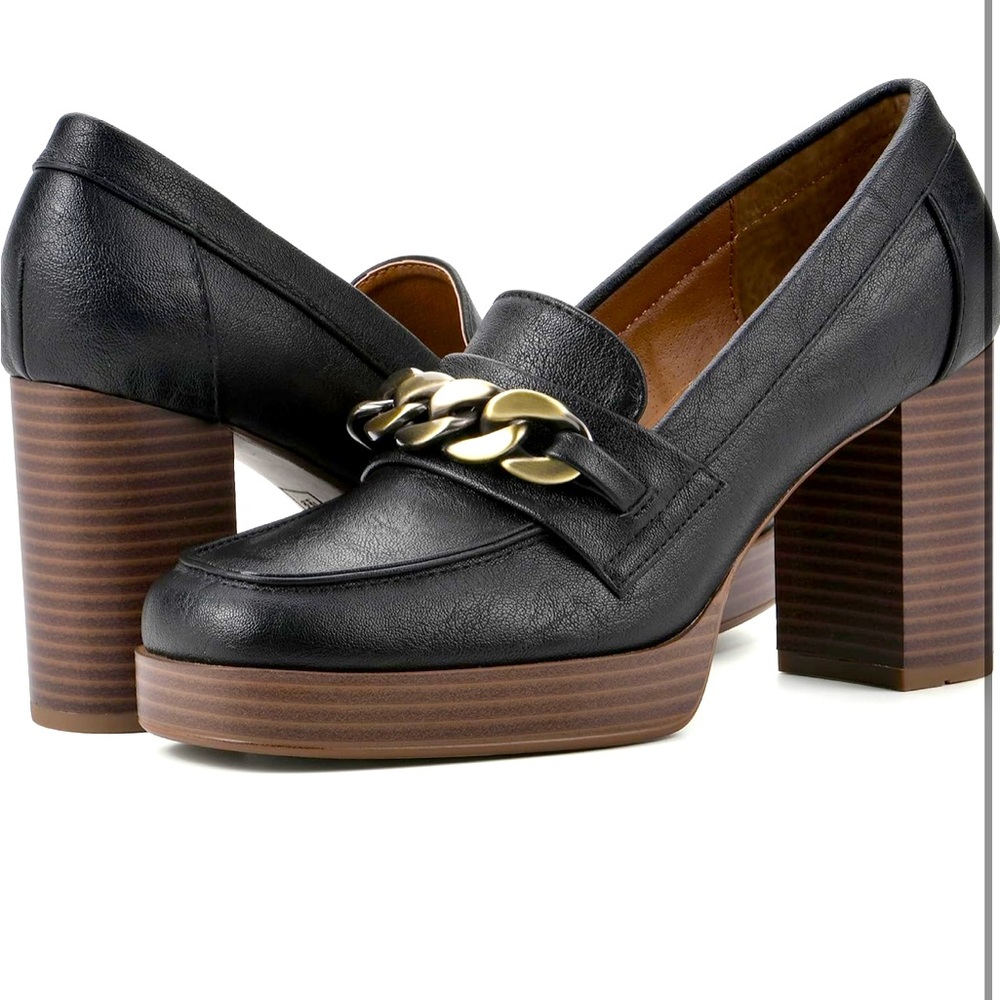 New* White Mountain Women's Black Platform Loafers